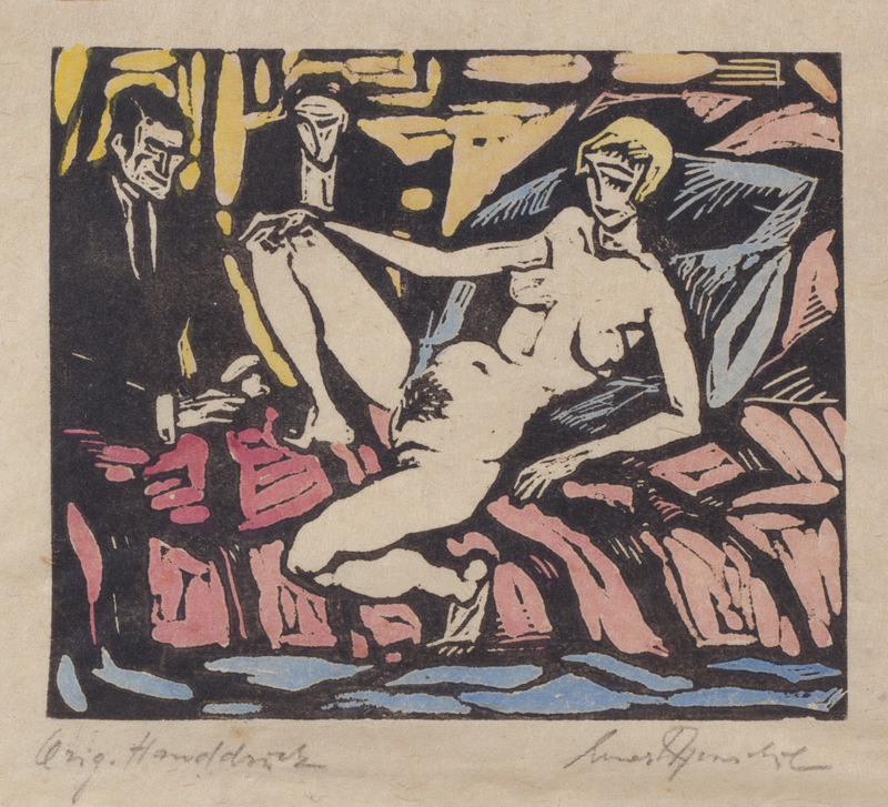 Female Nude with Two Men