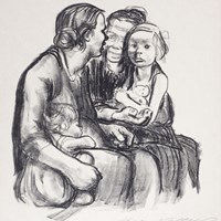 Two Gossiping Women with Two Children