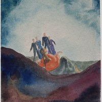 Reclining Woman and Approaching Figures